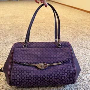 Coach Purple Signature C Jacquard Satchel Carryall Bag Silver Turnlock Y2K